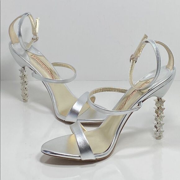 Sophia Webster Rosalind Crystal-Star Heel Metallic Leather Sandals size 39.5 - Picture 5 of 14